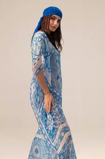 Aisha blue kaftan dress