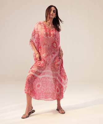 Chiffon Floral Print Casual Pink Dress 2