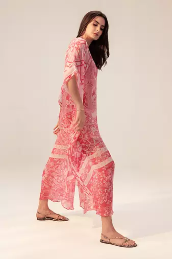 Chiffon Floral Print Casual Pink Dress