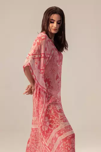 Chiffon Floral Print Casual Pink Dress