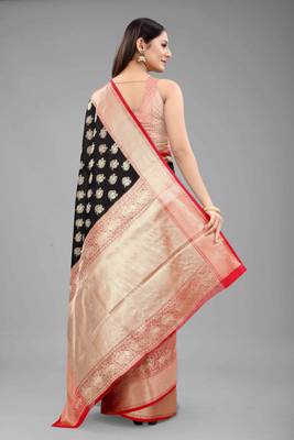 Silk Land  Black  Woven Design Silk Blend Saree  2