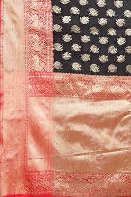 Silk Land  Black  Woven Design Silk Blend Saree  3