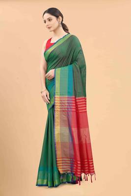 Silk Land  Green  Solid Art Silk Saree  2