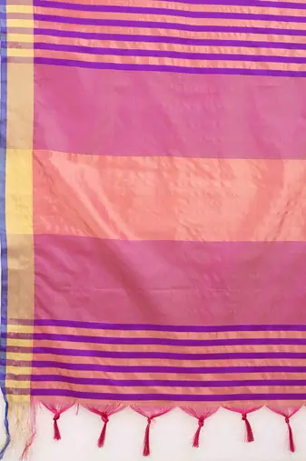 Silk Land  Red  Solid Art Silk Saree 