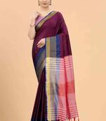 Silk Land  Purple  Solid Art Silk Saree 