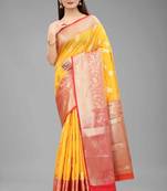  Yellow  Woven Design Silk Blend Saree 