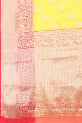  Yellow  Woven Design Silk Blend Saree  3