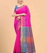 Silk Land  Pink  Solid Art Silk Saree 