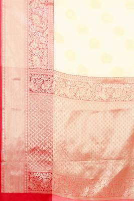 Silk Land  White  Woven Design Silk Blend Saree  3