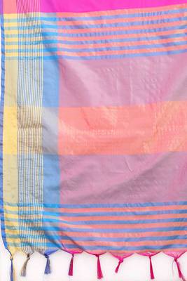 Silk Land  Pink  Solid Art Silk Saree  3