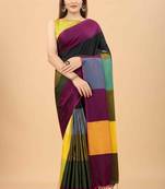 Silk Land  Purple  Solid Art Silk Saree 