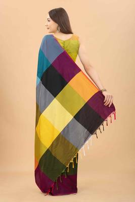 Silk Land  Purple  Solid Art Silk Saree  2