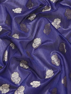 Silk Land  Navy Blue  Floral Art Silk Saree  5