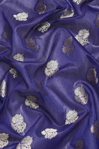 Silk Land  Navy Blue  Floral Art Silk Saree 