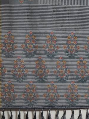 Silk Land  Black  Striped Cotton Blend Saree  4
