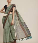 Silk Land  Green  Printed Cotton Blend Saree 