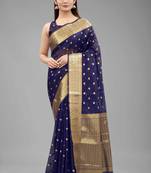  navy blue  embellished silk blend saree 