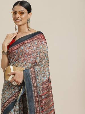 Silk Land  Multicolored Printed Cotton Blend Saree  1