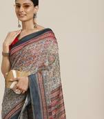 Silk Land  Multicolored Printed Cotton Blend Saree 