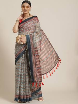 Silk Land  Multicolored Printed Cotton Blend Saree  2
