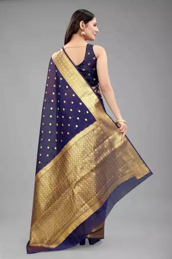  navy blue  embellished silk blend saree 