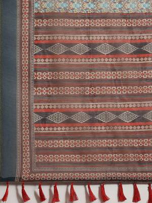 Silk Land  Multicolored Printed Cotton Blend Saree  5