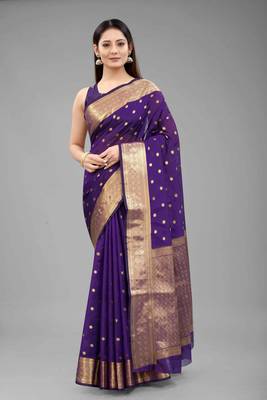 Silk Land  blue  embellished silk blend saree  1