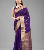 Silk Land  blue  embellished silk blend saree 