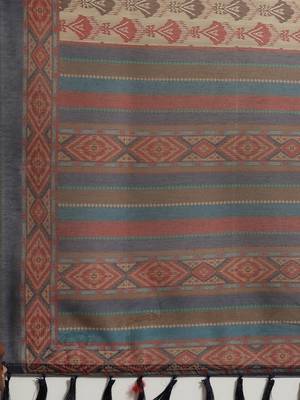 Silk Land  navy blue  printed cotton blend saree  5
