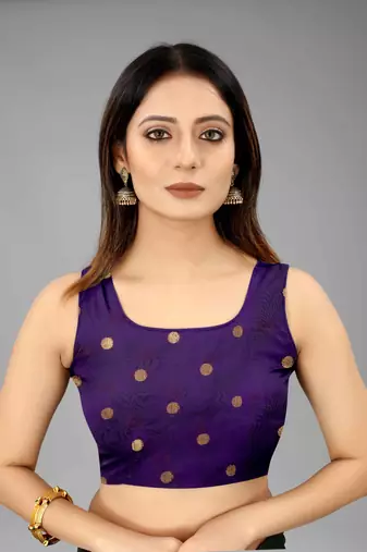 Silk Land  blue  embellished silk blend saree 