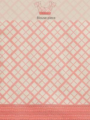 Silk Land  Pink  Printed Cotton Blend Saree  4