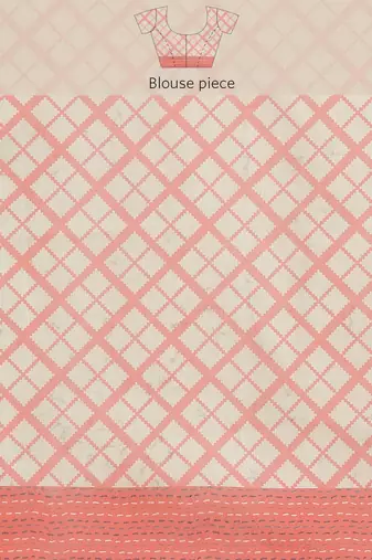Silk Land  Pink  Printed Cotton Blend Saree 