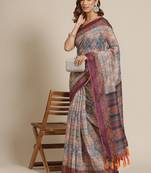 Silk Land  Multicolored Printed Cotton Blend Saree 