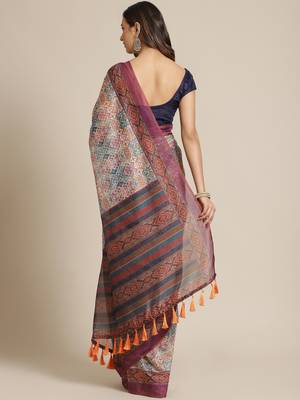 Silk Land  Multicolored Printed Cotton Blend Saree  2