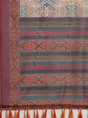 Silk Land  Multicolored Printed Cotton Blend Saree  4