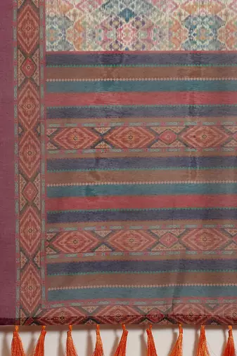 Silk Land  Multicolored Printed Cotton Blend Saree 