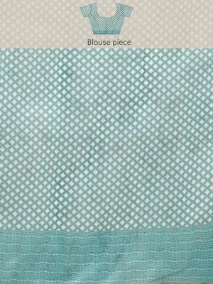 Silk Land  Navy Blue  Printed Cotton Blend Saree  3