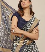 Silk Land  Black  Printed Cotton Blend Saree 