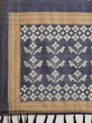 Silk Land  Black  Printed Cotton Blend Saree  5