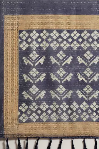 Silk Land  Black  Printed Cotton Blend Saree 