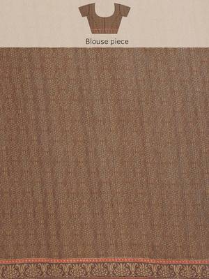 Silk Land  Beige  Printed Cotton Blend Saree  4
