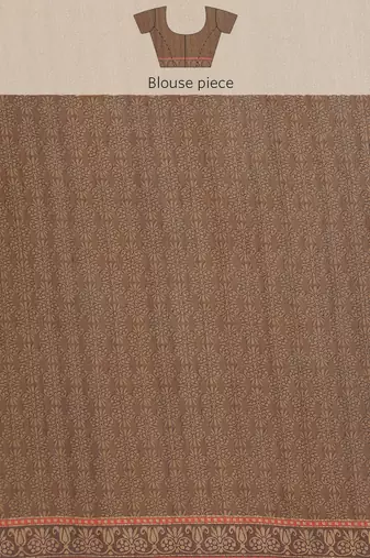 Silk Land  Beige  Printed Cotton Blend Saree 