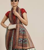 Silk Land  Maroon  Printed Cotton Blend Saree 