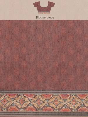Silk Land  Maroon  Printed Cotton Blend Saree  4