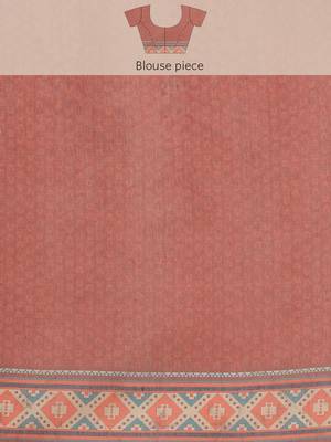 Silk Land  Brown  Printed Cotton Blend Saree  4