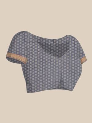 Silk Land  Grey  Printed Cotton Blend Saree  3