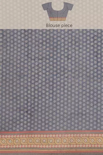 Silk Land  Grey  Printed Cotton Blend Saree 