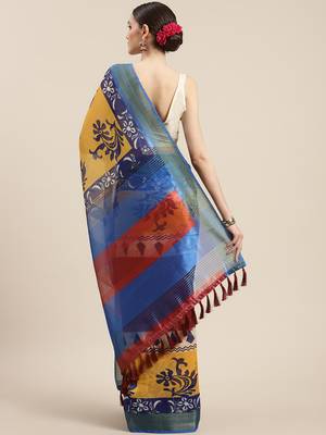 Silk Land  Multicolored Printed Cotton Blend Saree  2