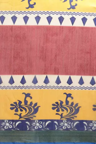Silk Land  Multicolored Printed Cotton Blend Saree 