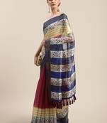 Silk Land  Multicolored Printed Cotton Blend Saree 